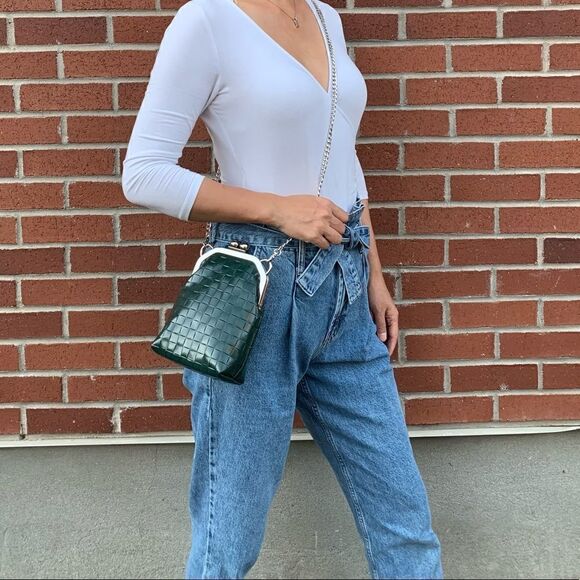 Handmade Genuine Embossed Leather Purse /Push Lock Crossbody/Shoulder bag - Picture 9 of 16